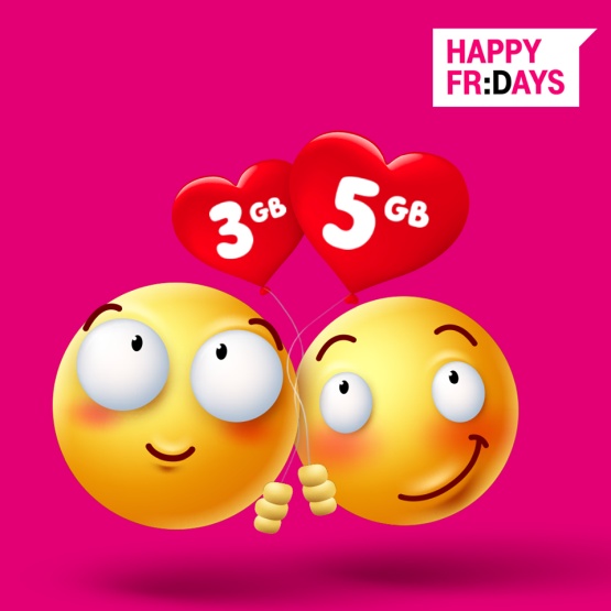 Walentynkowe Happy Fridays w T-Mobile - dodatkowe gigabajty Internetu nawet dla cześciu osób