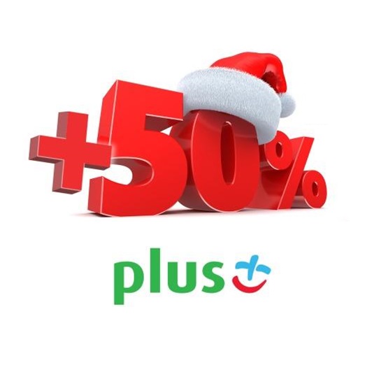 Bonus za doładowanie w Plusie - 50% więcej na Mikołajki