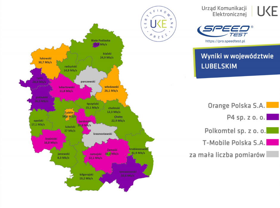 Najszybszy Internet mobilny 2019 - województwo lubelskie