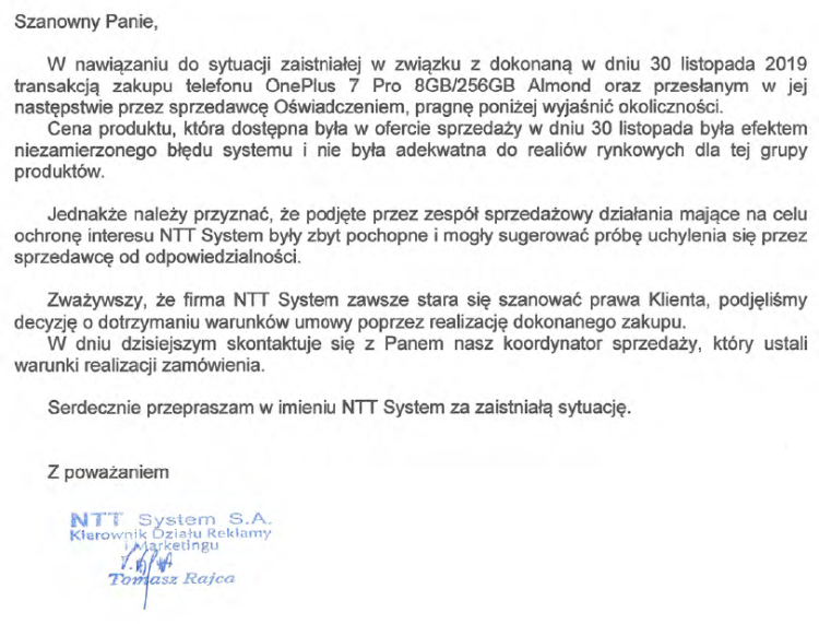 NTT System list OnePlus 7 Pro