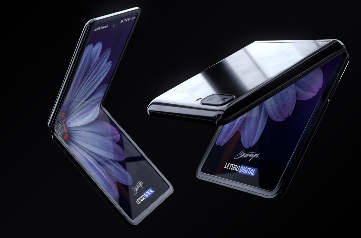 Samsung Galaxy Z Flip rendery - częściowo złożone