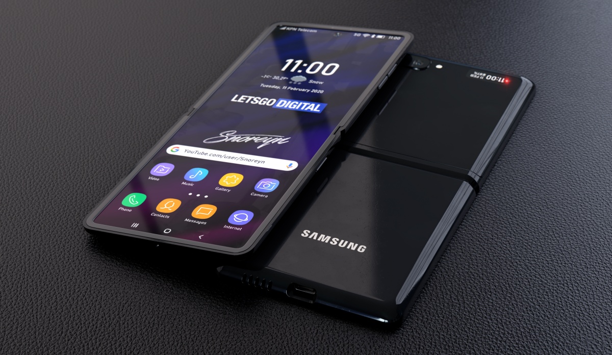 Samsung Galaxy Z Flip rendery - rozłożone