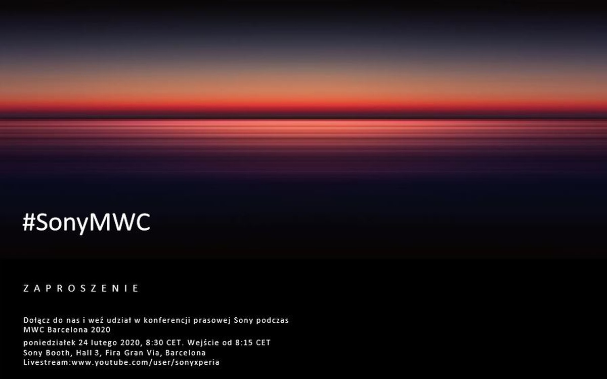 Sony MWC 2020 - zaproszenie prasowe