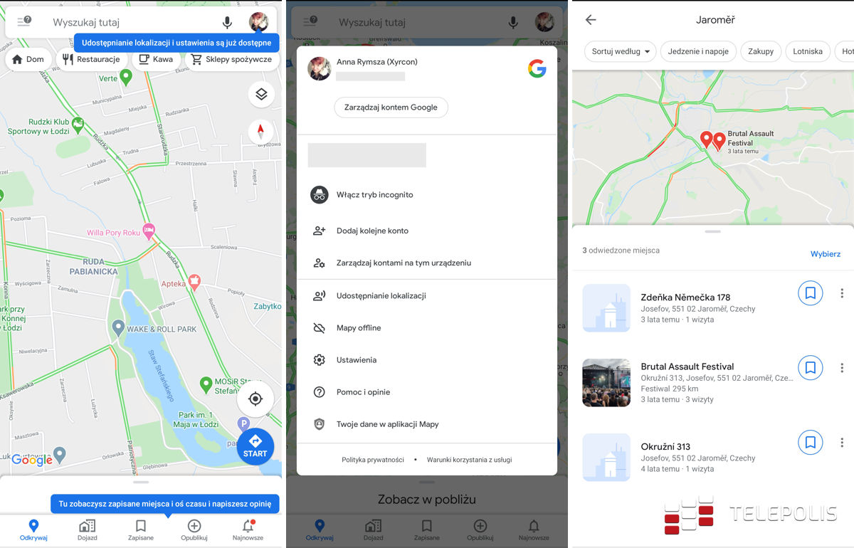 Android, aplikacja Mapy Google 