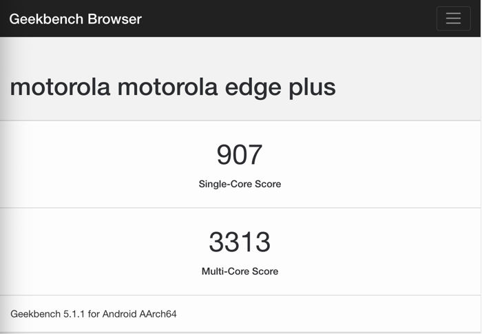 Motorola Edge Plus w Geekbench
