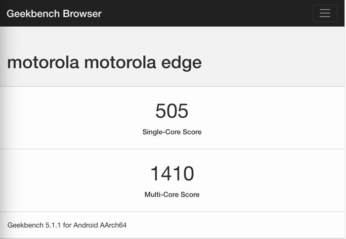 Motorola Edge w Geekbench