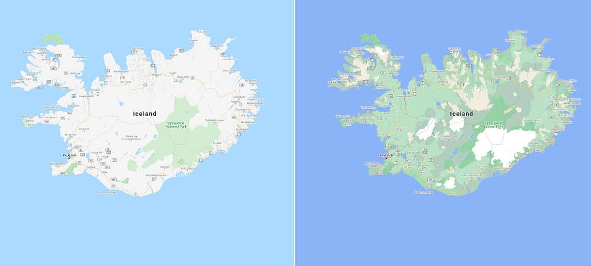 Mapy Google Islandia