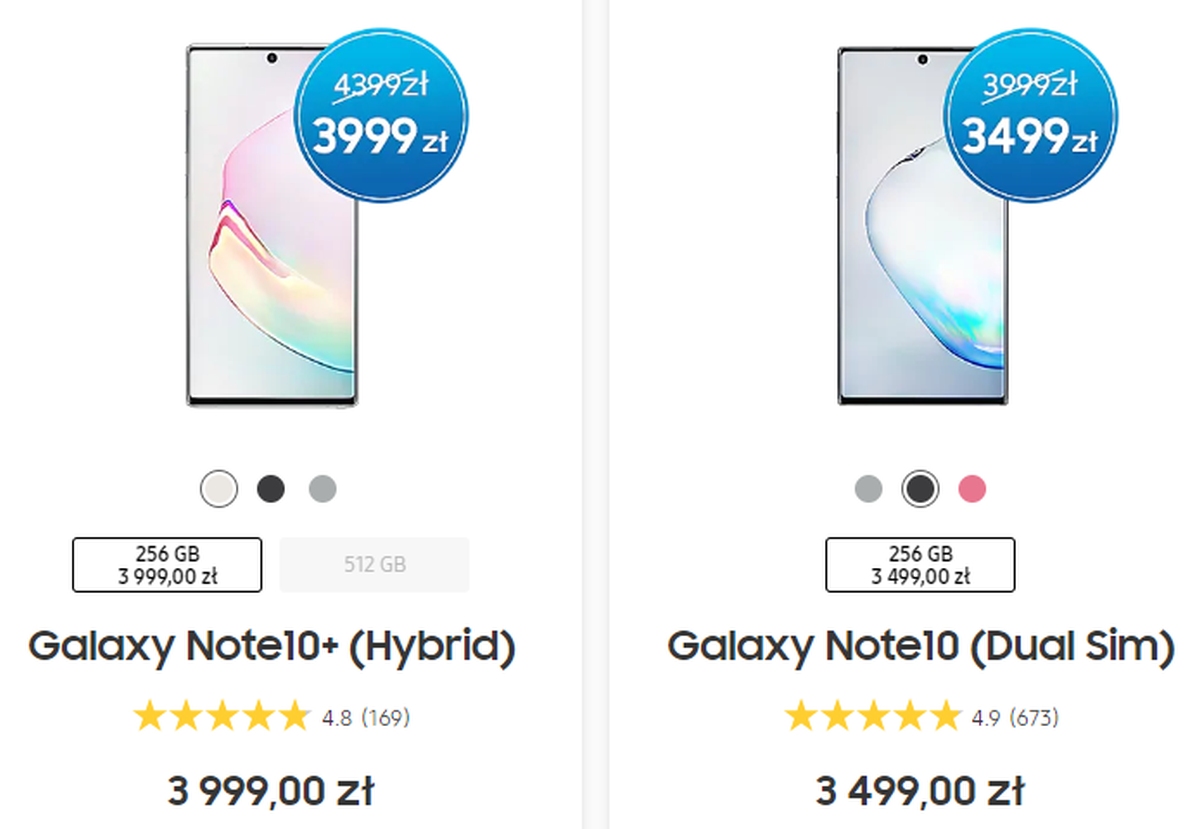 Samsung Galaxy Note10 i Galaxy Note10+ nowe ceny