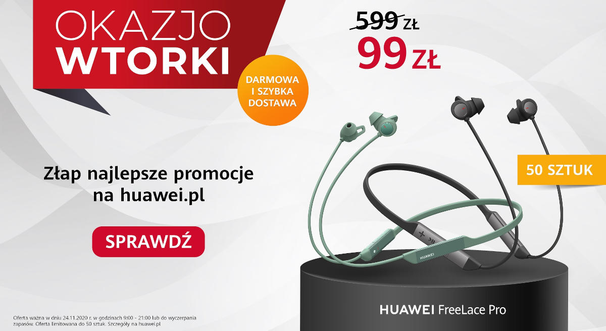 Pierwszy OkazjoWTOREK na huawei.pl: słuchawki FreeLace Pro aż 500 zł taniej