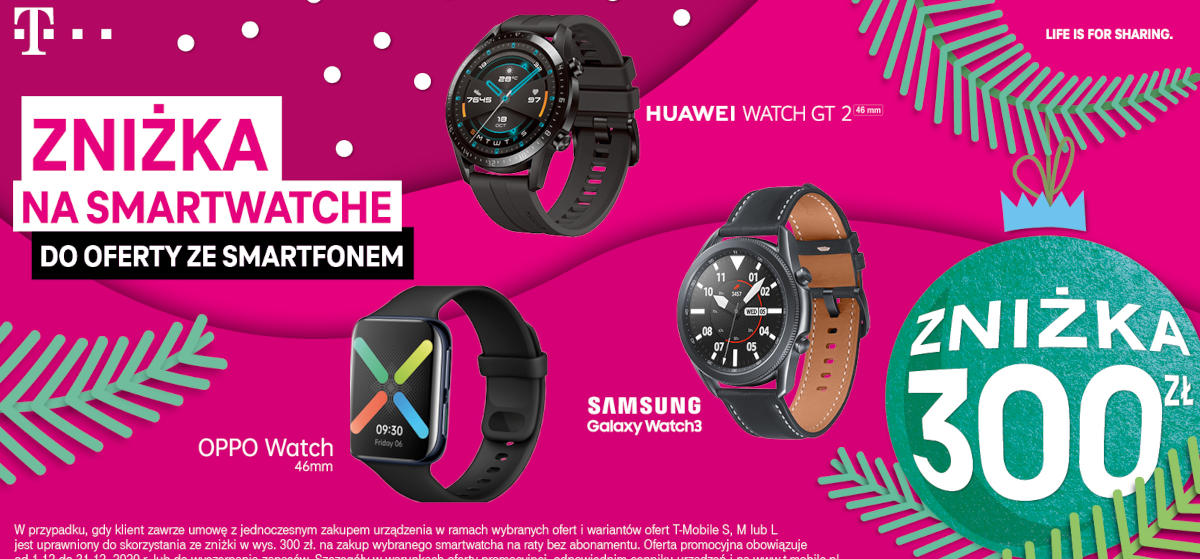 T-Mobile: świąteczne smartwatche ze zniżką 300 zł