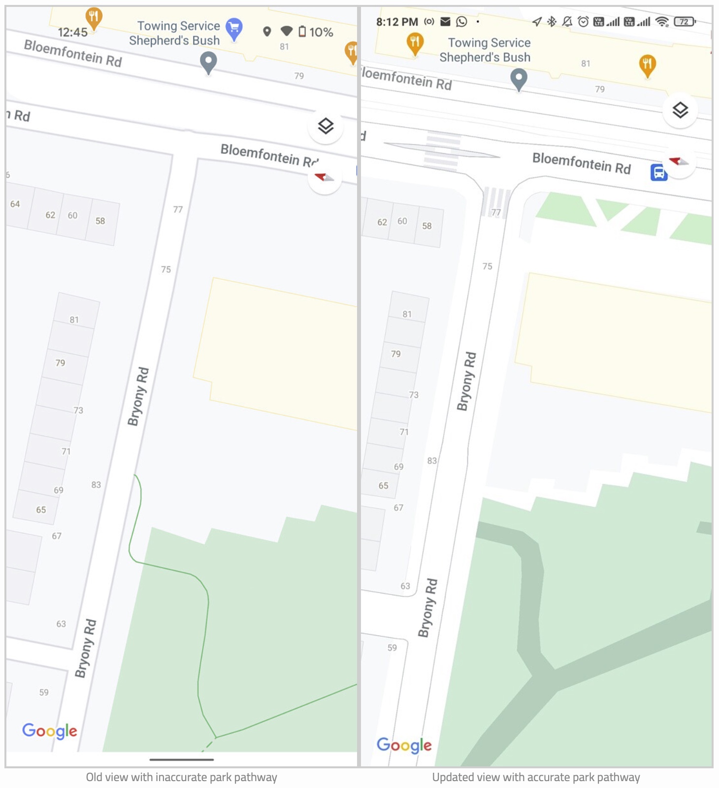 Mapa londynu w Google maps