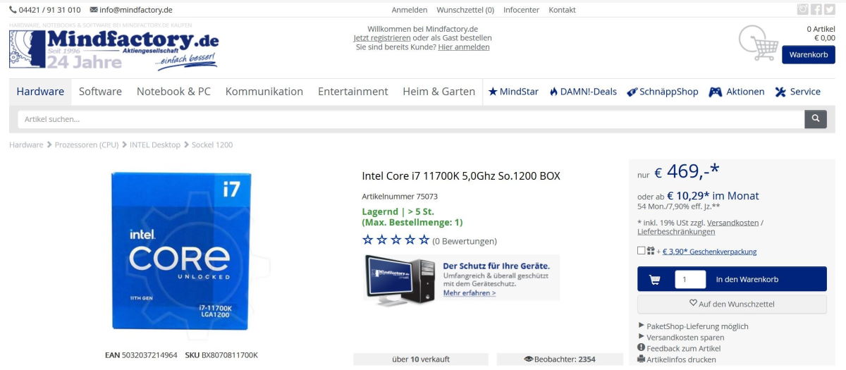 Intel Core i7-11700K cena