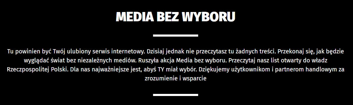 Media bez wyboru - protest polskich mediów przeciwko podatkowi od wpływów reklamowych