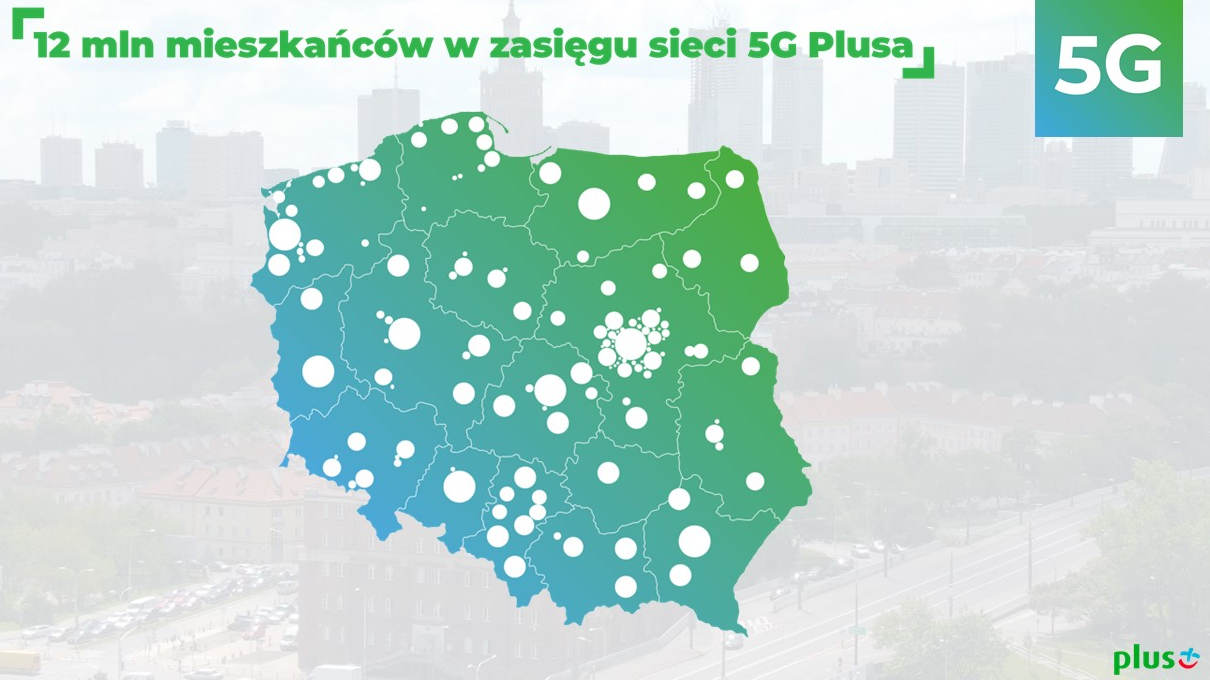 12 milionów mieszkańców Polski w zasięgu sieci 5G Plusa