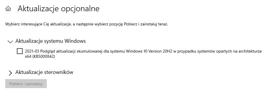 Windows 10 - aktualizacja KB5000842