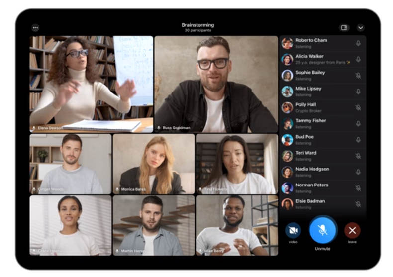 Telegram: grupowe rozmowy wideo i udostępnianie ekranu, animowane tła