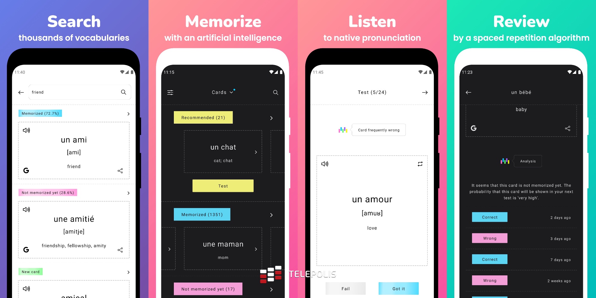 Memorize: learn French words with Flashcards za darmo w Google Play