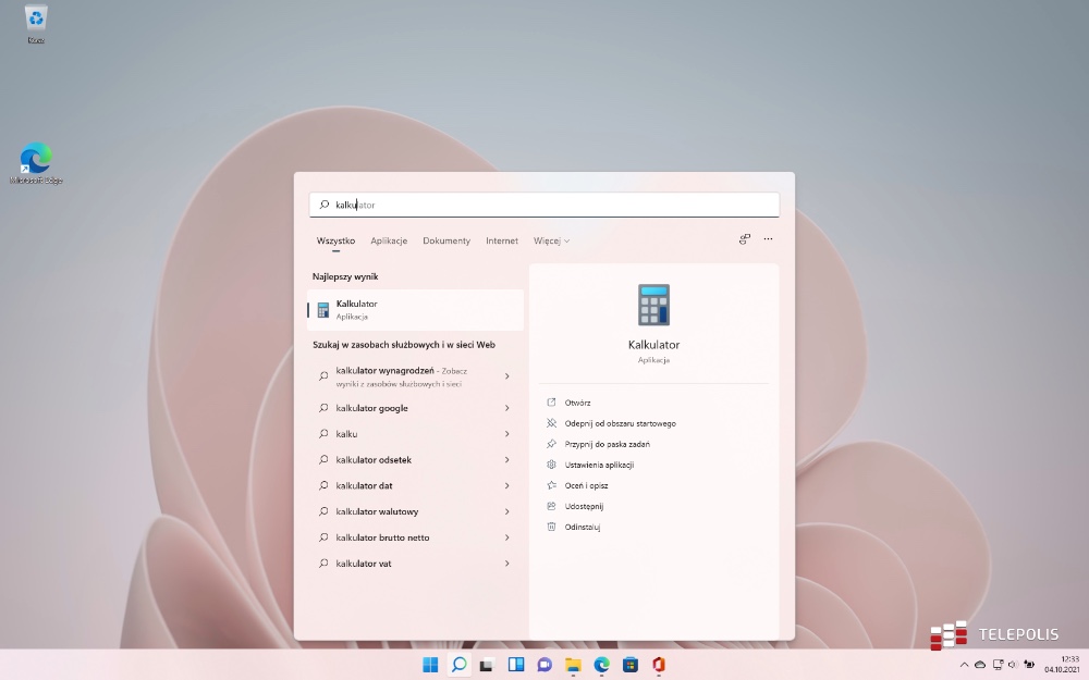 Windows 11 z nowym menu start