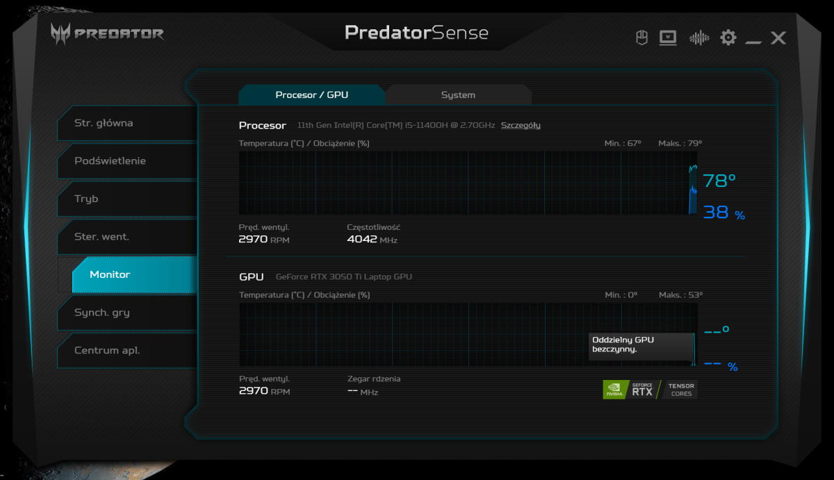 Acer Predator Triton 300 - software