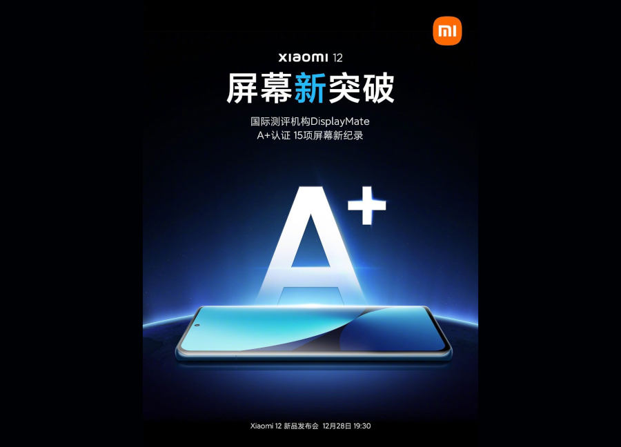 Xiaomi 12: ekran z oceną DisplayMate A+ 