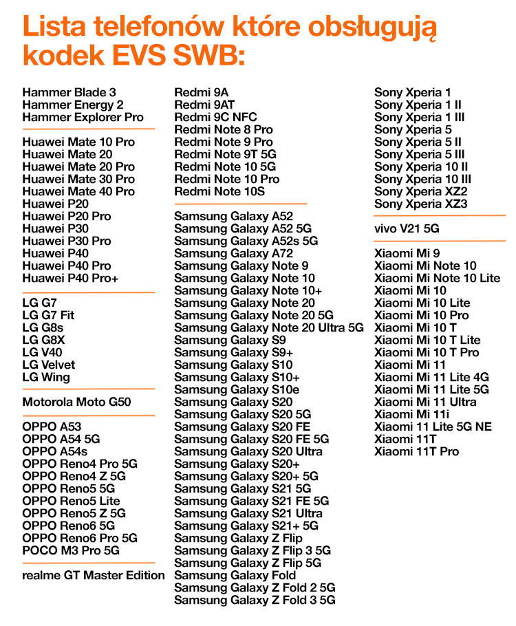 Orange i T-Mobile HD Voice+ ;ista modeli