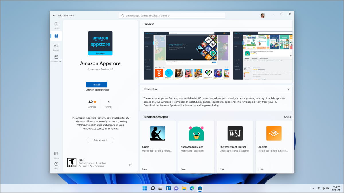Windows 11 Amazon Appstore aplikacje Android