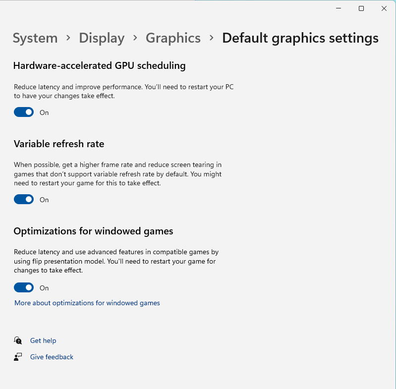 Windows 11 - optymalizacja gier w oknie