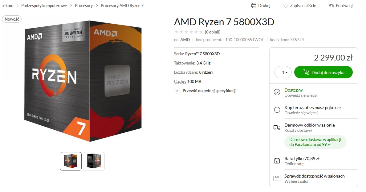 AMD Ryzen 5800X3D trafia do polskich sklepów. Sprawdzamy jego ceny