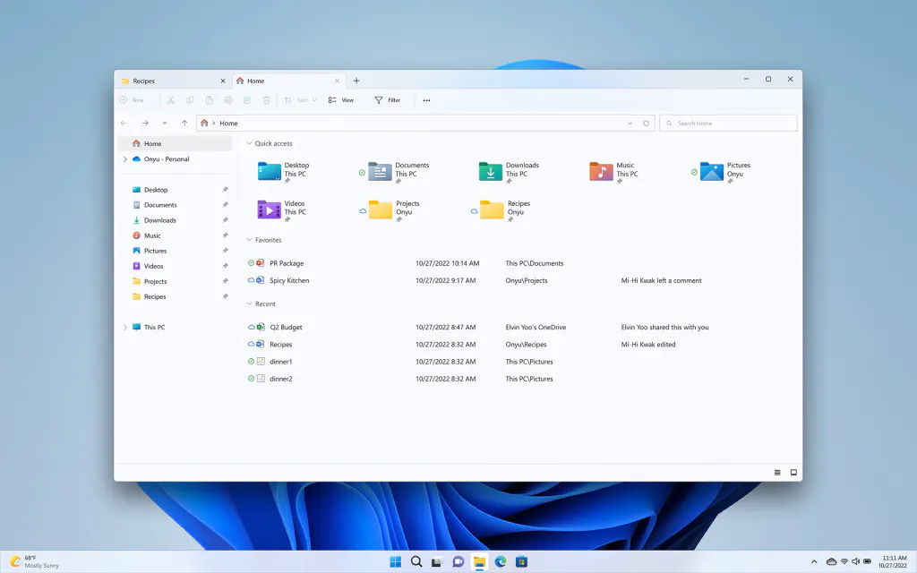 Windows 11 zakładki eksploratora plików