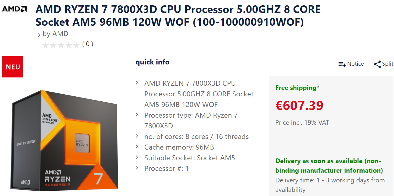 Znamy cenę najtańszego procesora AMD Ryzen 7000 dla graczy