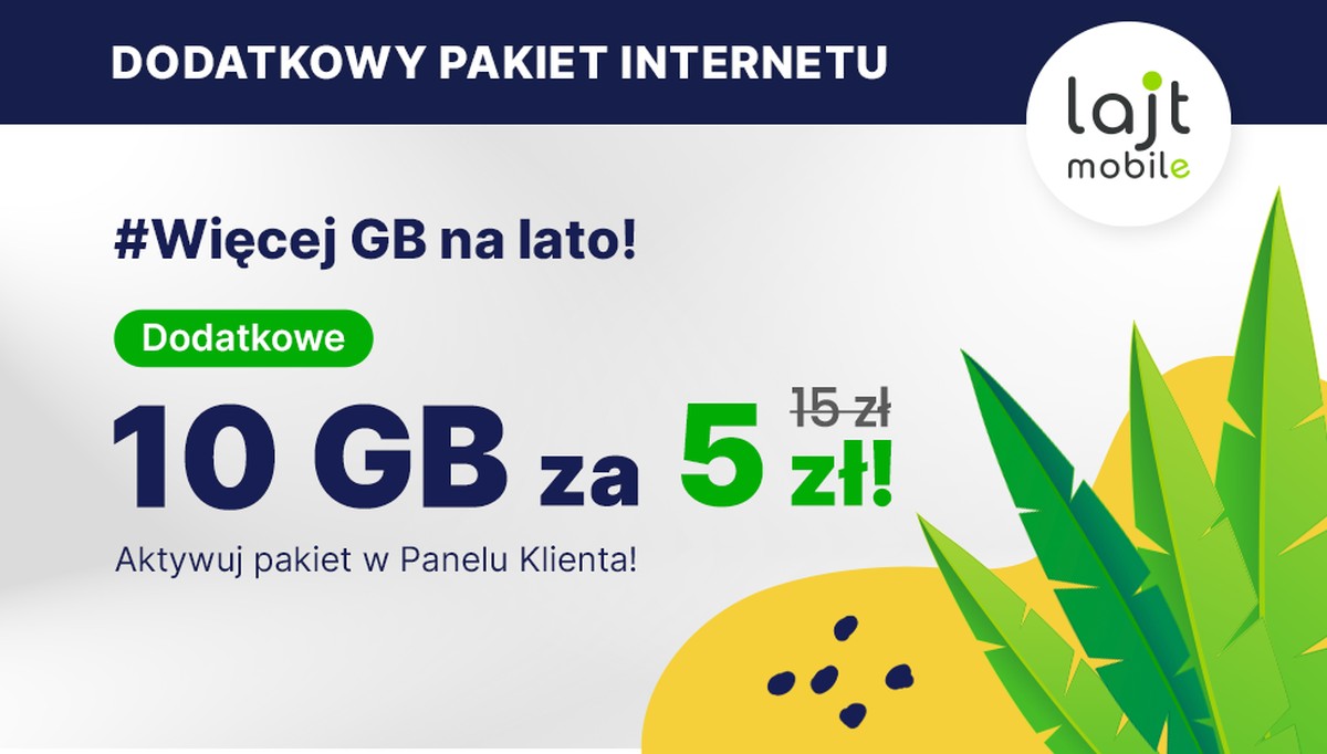 Lajt mobile 10 GB za 5 zł baner