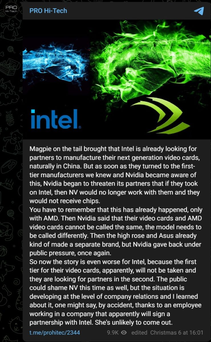 NVIDIA boi się Intela. W tle szantażowanie partnerów