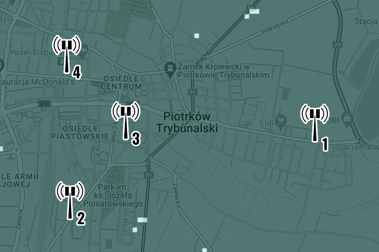 Mapa nadajników 5G Ultra w Piotrkowie Trybunalskim