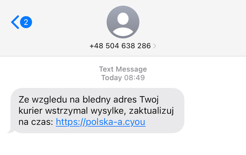 SMS od oszustów udających Pocztę Polską