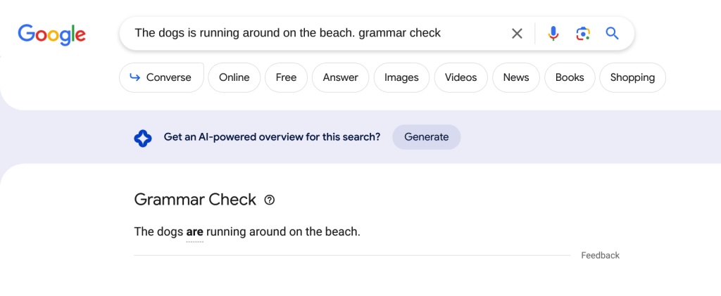 Sprawdzanie gramatyki w Google Search