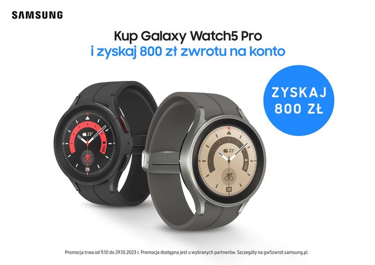 Samsung Galaxy Watch5 Pro 800 zł zwrotu baner
