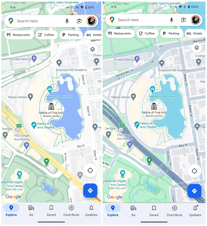 Nowe kolory Map Google