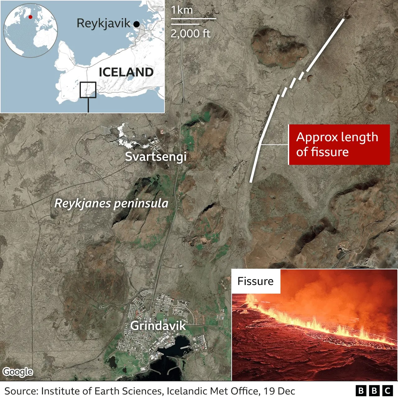 Wybuch wulkanu na Islandii, mapa