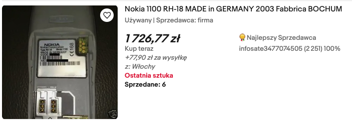 Nokia 1100 za 1726,77 zł