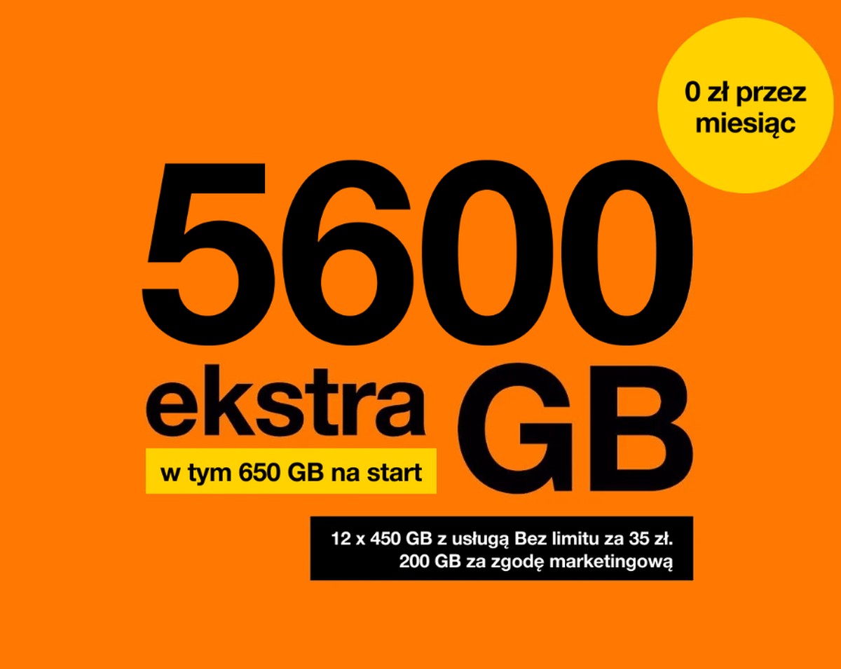 Orange na kartę 5600 GB ekstra