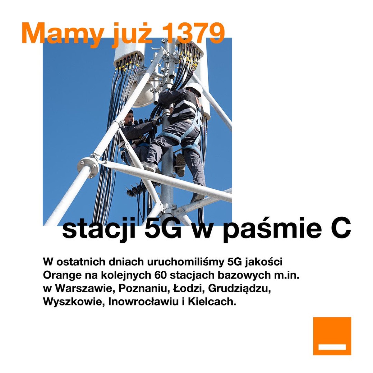 Orange Polska nowe stacje bazowe 5G w pasmie C