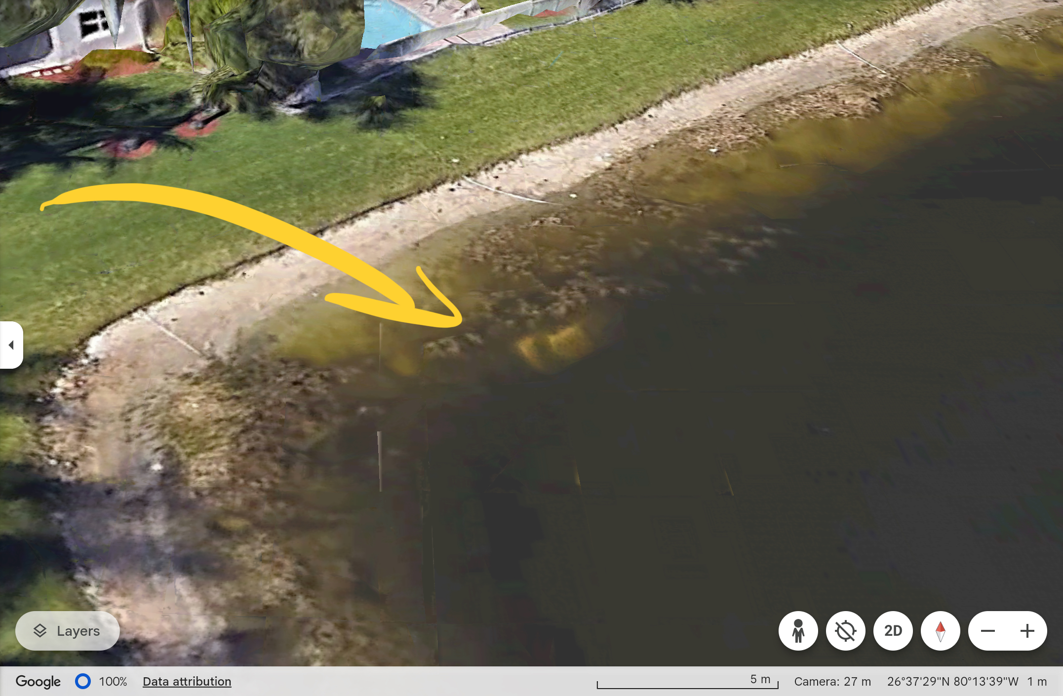 Samochód na dnie jeziora widoczny na Google Earth