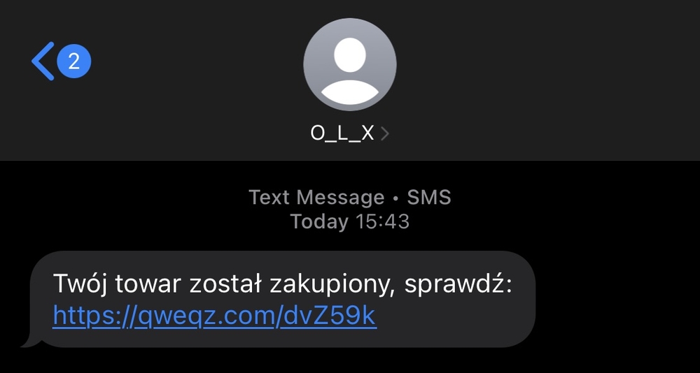 Fałszywy SMS o sprzedaży na OLX