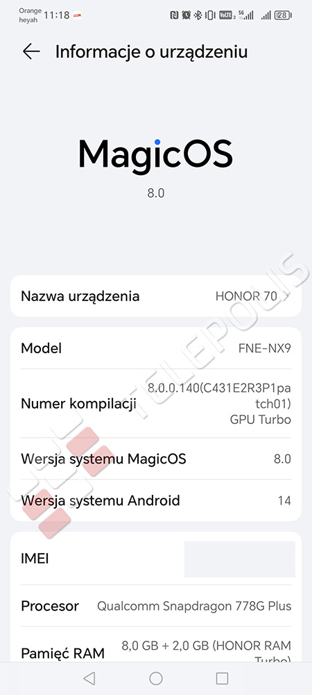 Honor 70 dostał Androida 14