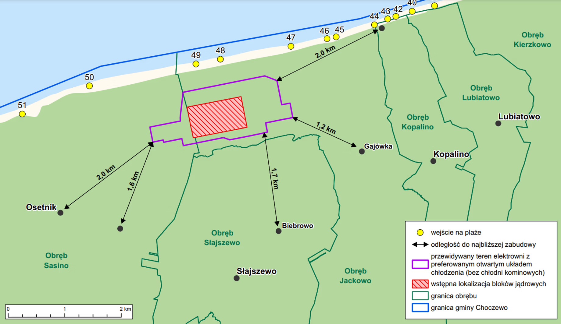 Mapa terenu pod elektrownię atomową