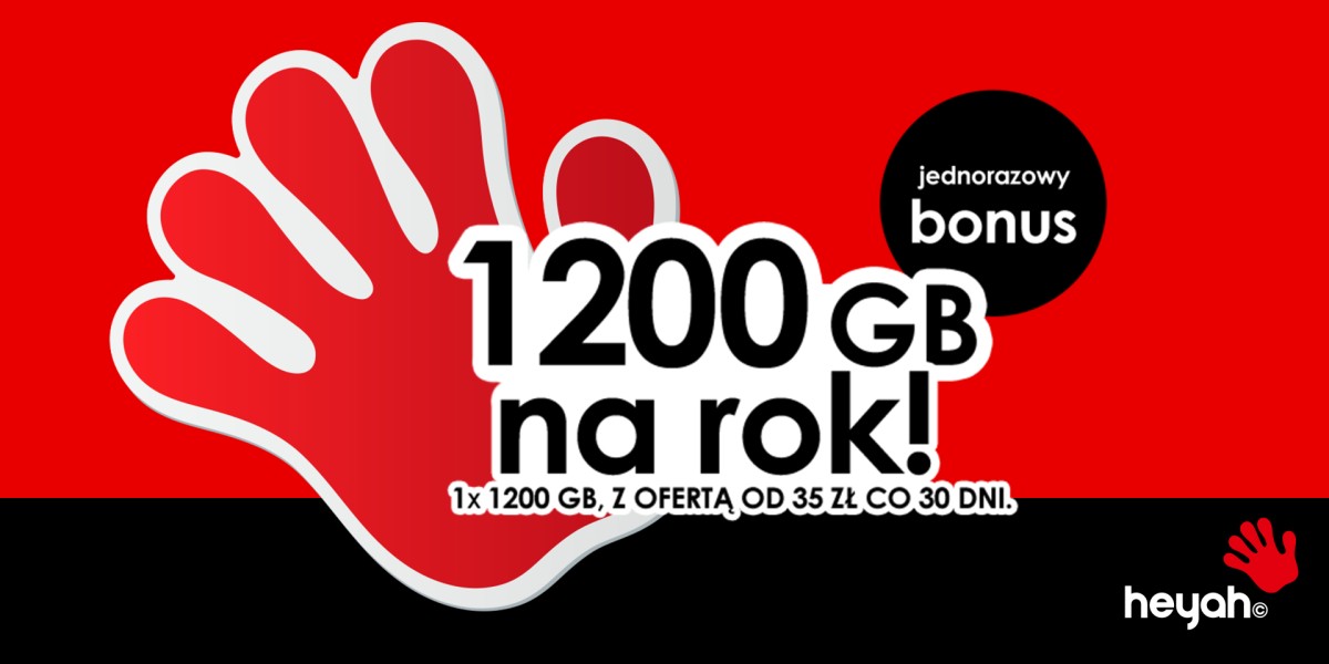 Heyah na kartę 1200 GB za darmo na rok