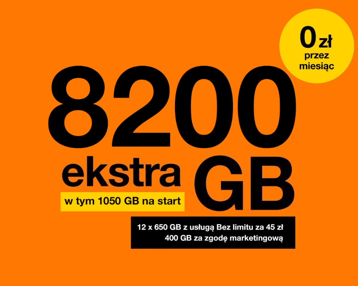 8200 GB za darmo w Orange na kartę