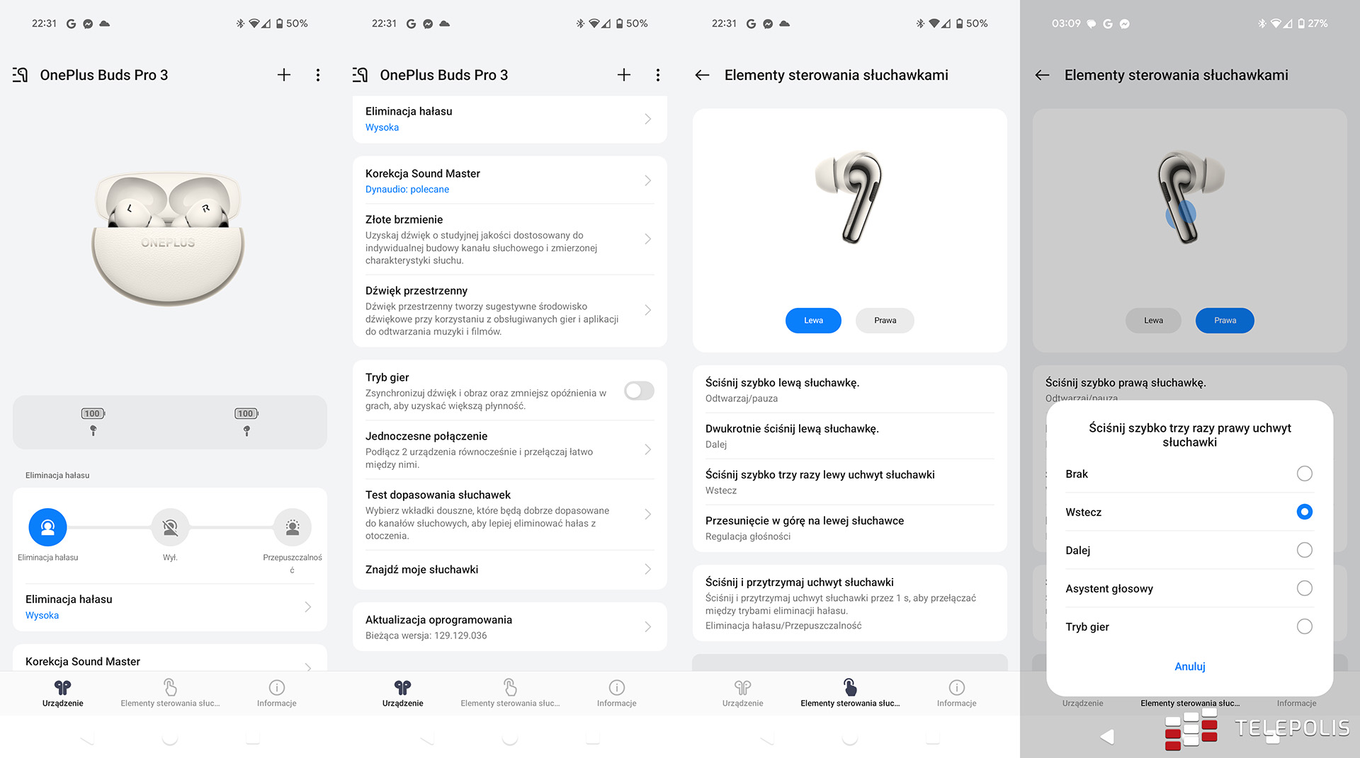 One Plus Buds Pro 3 - sterowanie słuchawkami