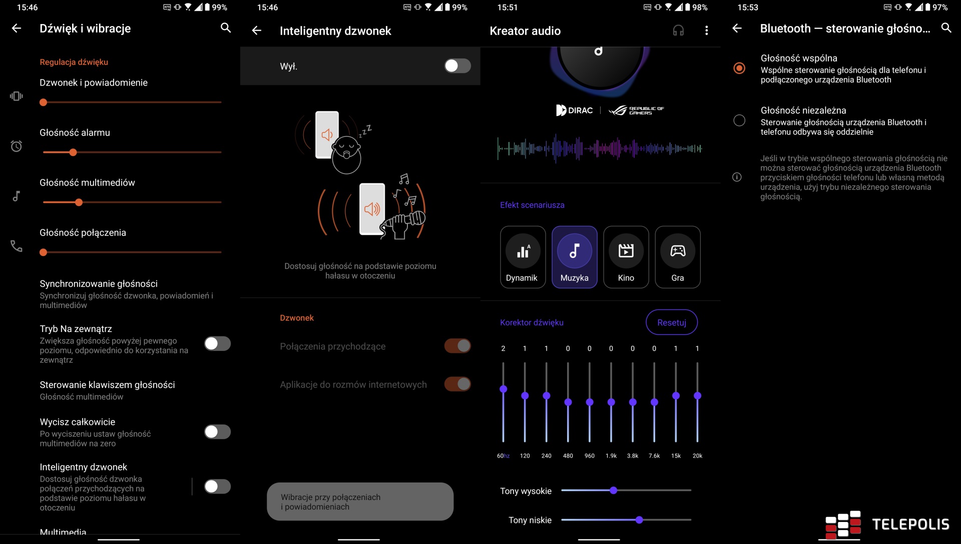 Asus ROG Phone 5s Pro zrzuty: ustawienia dźwięku