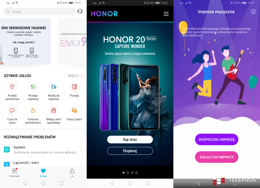 Honor 9X - zrzuty ekranu, wybrane aplikacje